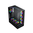 Xigmatek Vision Pro Midtower LCD Display Three Panel Front,Top & Left Side Tempered Glass Case with 8 ARGB Fans - Black