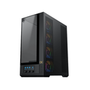 Xigmatek Vision Pro Midtower LCD Display Three Panel Front,Top & Left Side Tempered Glass Case with 8 ARGB Fans - Black