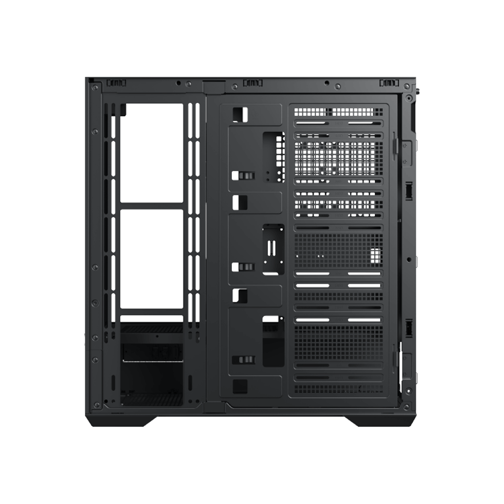 Xigmate Vision Midtower Smart Fan Control LCD Display Panel ATX Front Side & Left Side Tempered Glass Panel Case with 7 ARGB Fans - Black