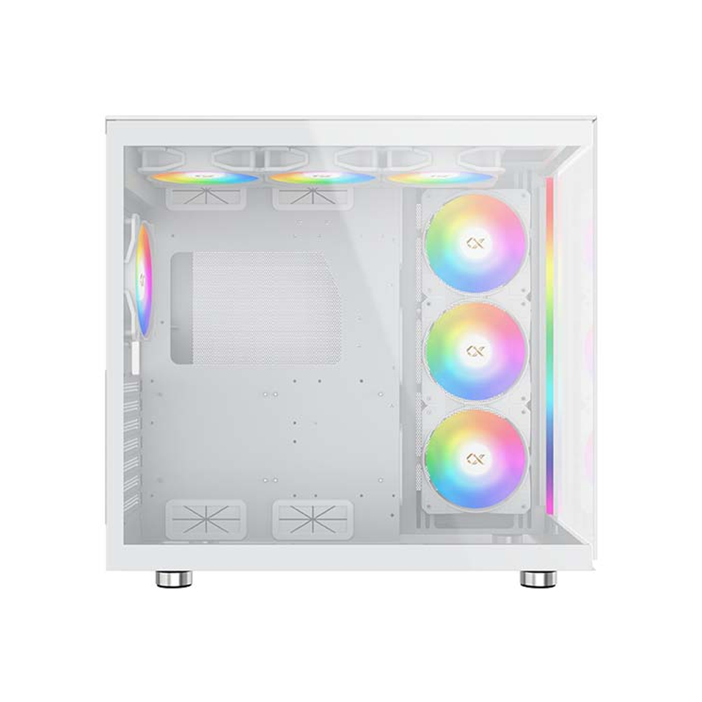 Xigmatek Aqua Ulta Air Midtower ATX Front Side & Left Side Tempered Glass Panel Case with 7 ARGB Fans - White