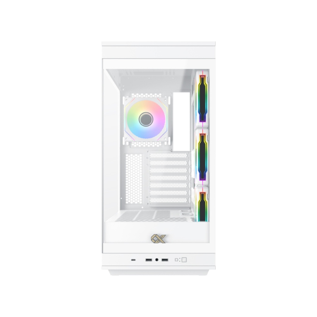 Xigmatek META ATX Mid Tower Case Front Side & Left Side Tempered Glass Panel with 4 ARGB Fans - White