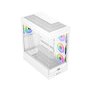 Xigmatek META ATX Mid Tower Case Front Side & Left Side Tempered Glass Panel with 4 ARGB Fans - White