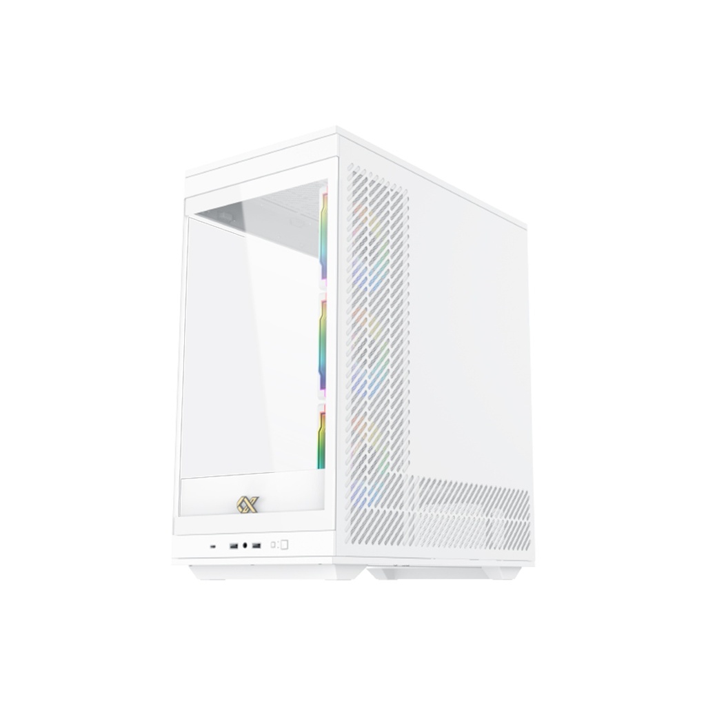 Xigmatek META ATX Mid Tower Case Front Side & Left Side Tempered Glass Panel with 4 ARGB Fans - White