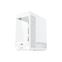 Xigmatek META ATX Mid Tower Case Front Side & Left Side Tempered Glass Panel with 4 ARGB Fans - White