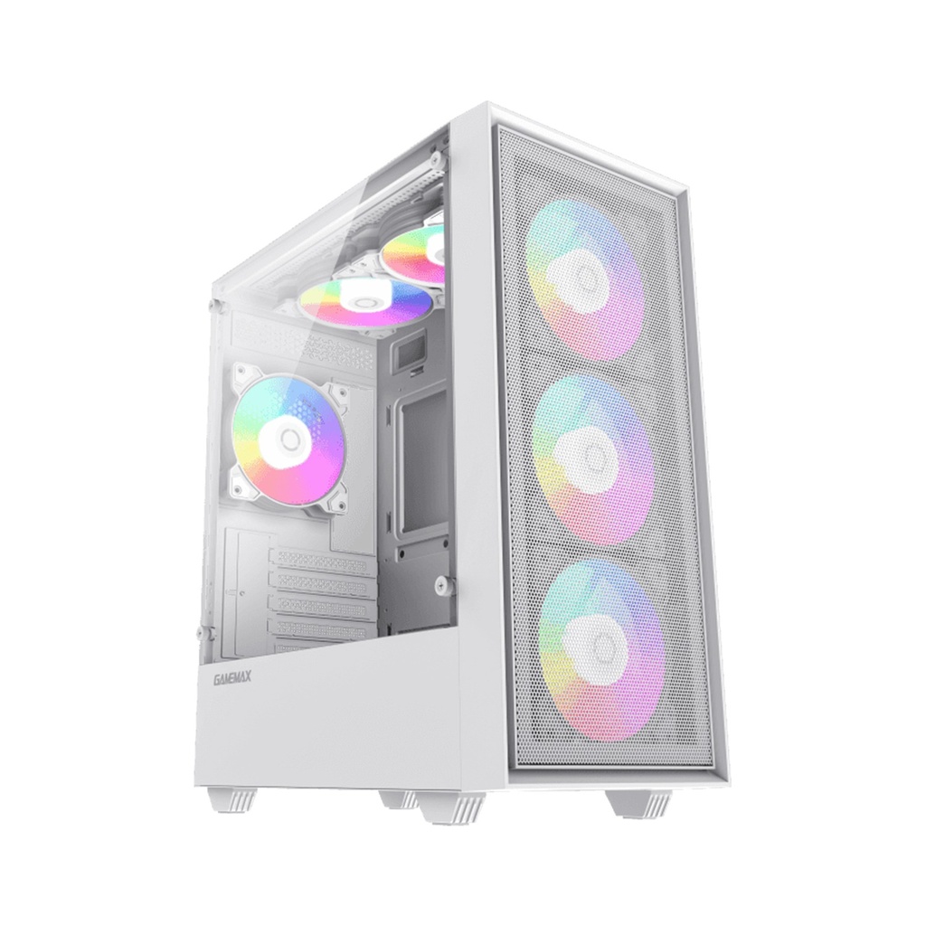GameMax Storm Micro Tower Tempered Glass Side Panel Case without Fans - White