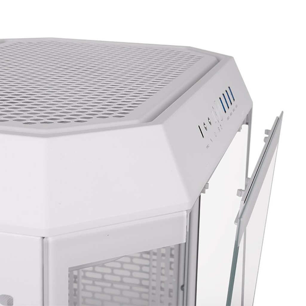 ThermalTake The Tower 600 Mid Tower Tempered Glass Panels On The Front And Two Perforated Panels On Each Side With 2 Fan - Snow White