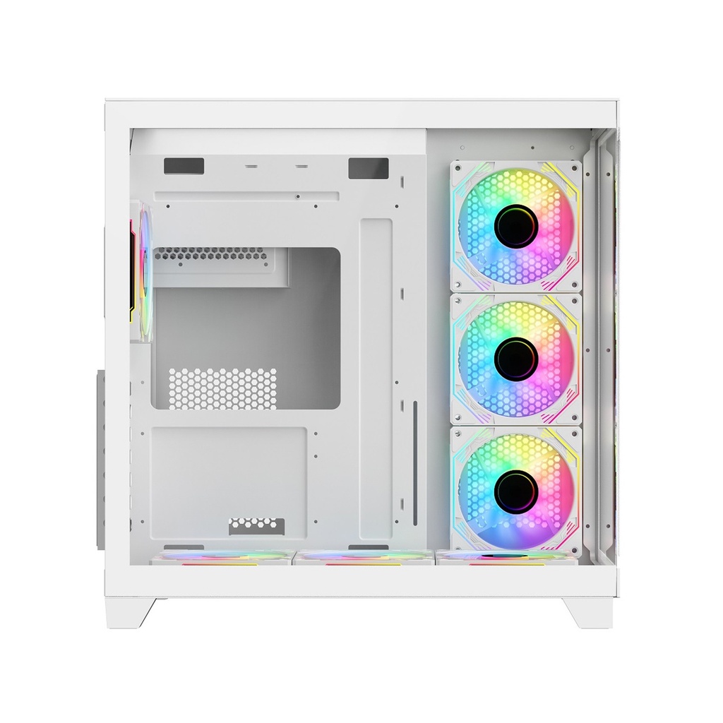 Sharx Profin GX700 Mid Tower Two Side Panel Front & Left Side Tempered Glass with 7 ARGB Fans - White