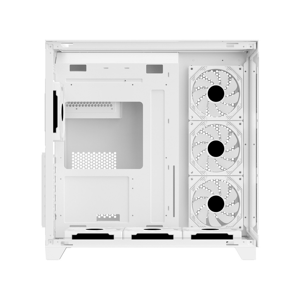 Sharx Profin GX700 Mid Tower Two Side Panel Front & Left Side Tempered Glass with 7 ARGB Fans - White