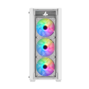 Sharx Striker Mid Tower Two Panel Front & Left Side Tempered Glass Case with 4 RGB Fans - White