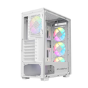 Sharx Striker Mid Tower Two Panel Front & Left Side Tempered Glass Case with 4 RGB Fans - White