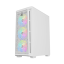 Sharx Razorfin R-200 ATX Mid Tower Left Side Tempered Glass Panel Case With 4 RGB Fans - White