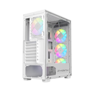Sharx Razorfin R-200 ATX Mid Tower Left Side Tempered Glass Panel Case With 4 RGB Fans - White