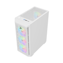 Sharx Razorfin R-200 ATX Mid Tower Left Side Tempered Glass Panel Case With 4 RGB Fans - White