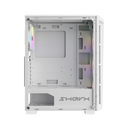 Sharx Razorfin R-200 ATX Mid Tower Left Side Tempered Glass Panel Case With 4 RGB Fans - White