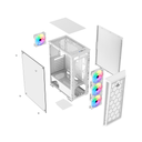 Sharx Razorfin R-200 ATX Mid Tower Left Side Tempered Glass Panel Case With 4 RGB Fans - White