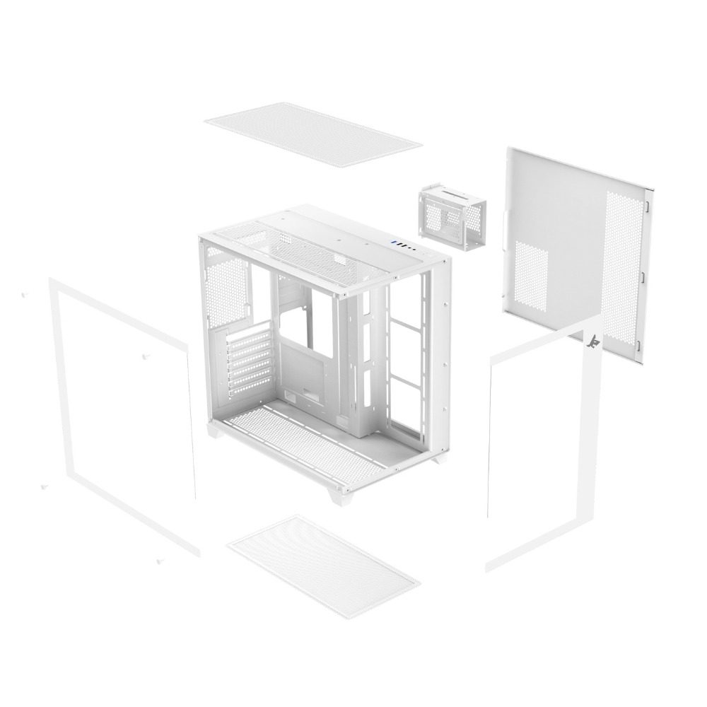 Sharx Profin XI700W Mid Tower Two Panel Front & Left Side Tempered Glass Case with 7 RGB Fans - White