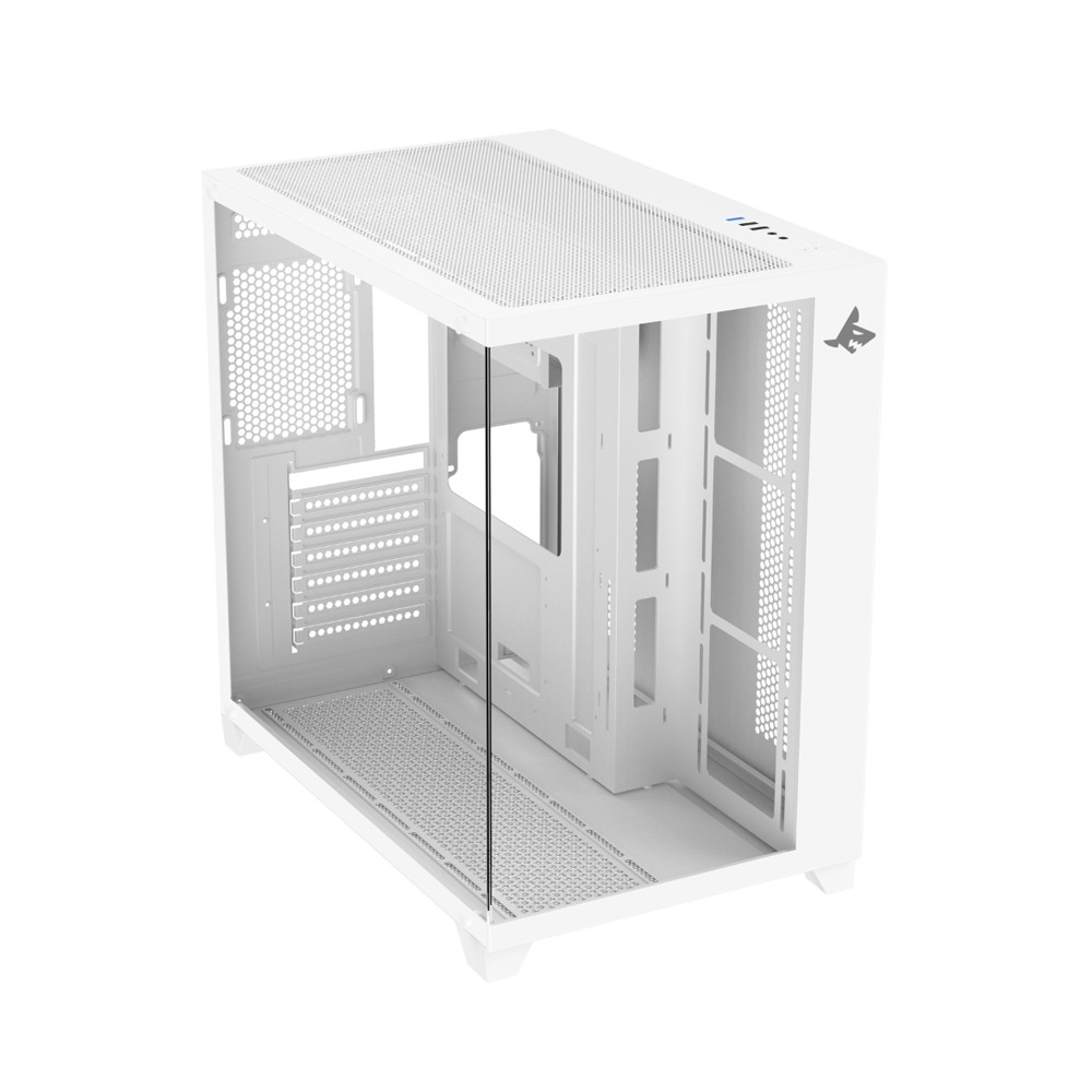 Sharx Profin XI700W Mid Tower Two Panel Front & Left Side Tempered Glass Case with 7 RGB Fans - White