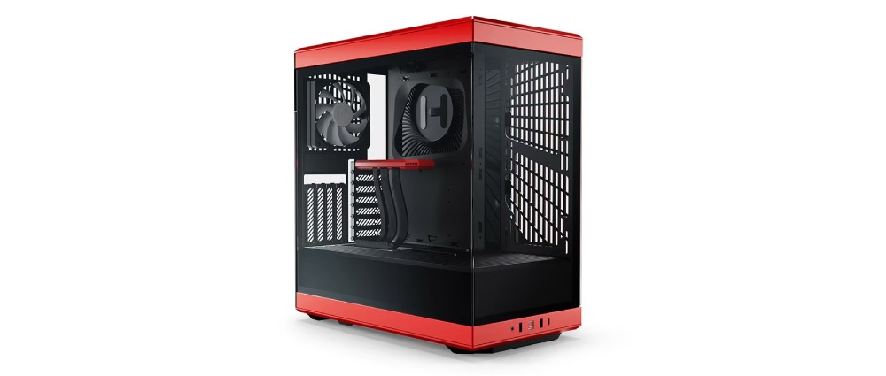 HYTE Y40 Mid Tower Two Panel Front & Left Side Tempered Glass Case With 2 Fan - Black/Red