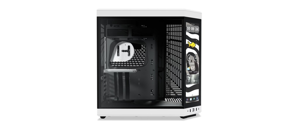 HYTE Y70 TOUCH INFINITE - 14.5 Inch Touchscreen Mid Tower Two Panel Front & Left Side Tempered Glass Case without Fan - Black/White