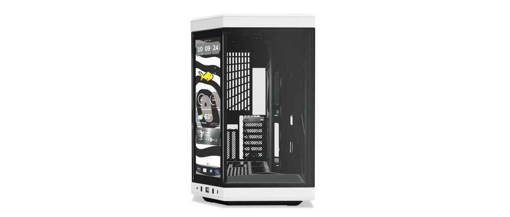 HYTE Y70 TOUCH INFINITE - 14.5 Inch Touchscreen Mid Tower Two Panel Front & Left Side Tempered Glass Case without Fan - Black/White
