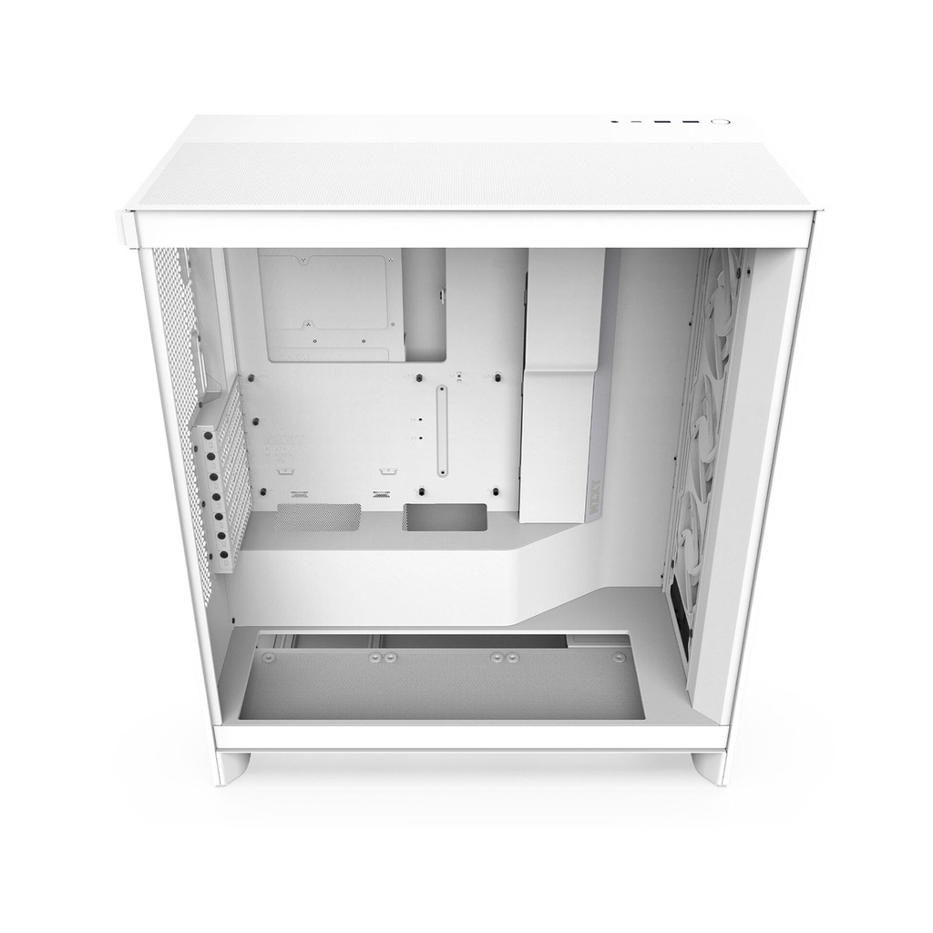NZXT H7 Flow RGB (2024) ATX Mid Tower Left Side Tempered Glass Case with 3 RGB Fans - White