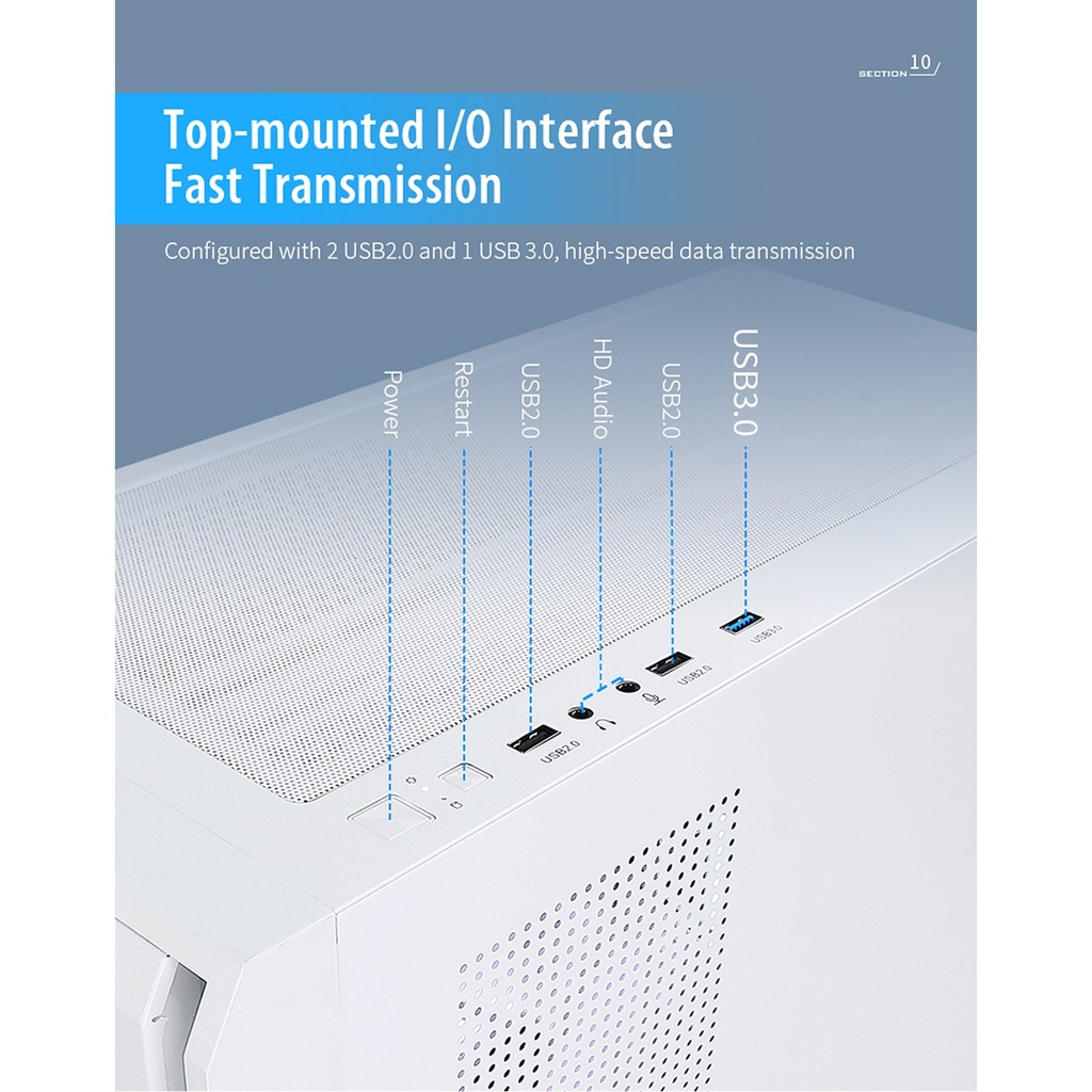 Huntkey GX750A Predator Mid Tower Case Tower Tempered Glass Side Panel Case With 4x ARGB Fans - White