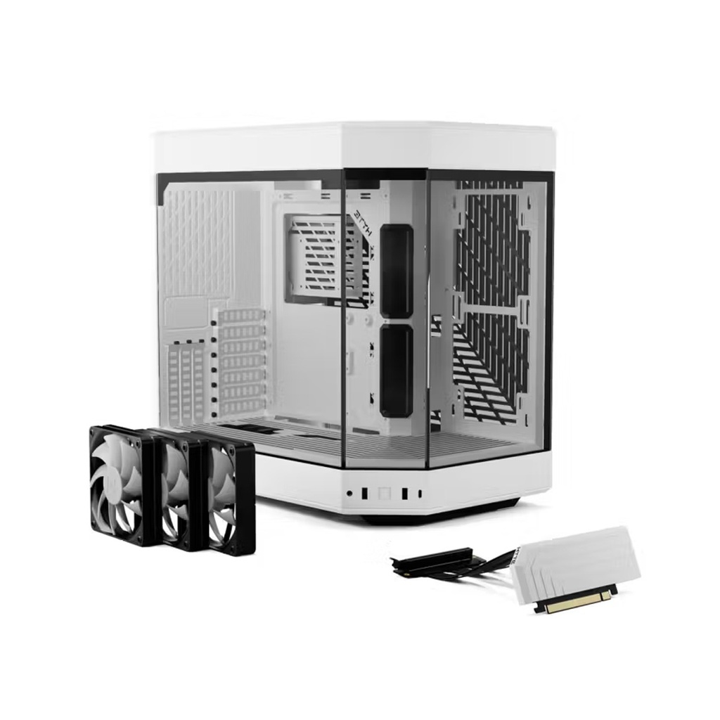 Hyte Y60 Mid Tower Two Panel Front & Left Side Tempered Glass Case with 3 Fans - White
