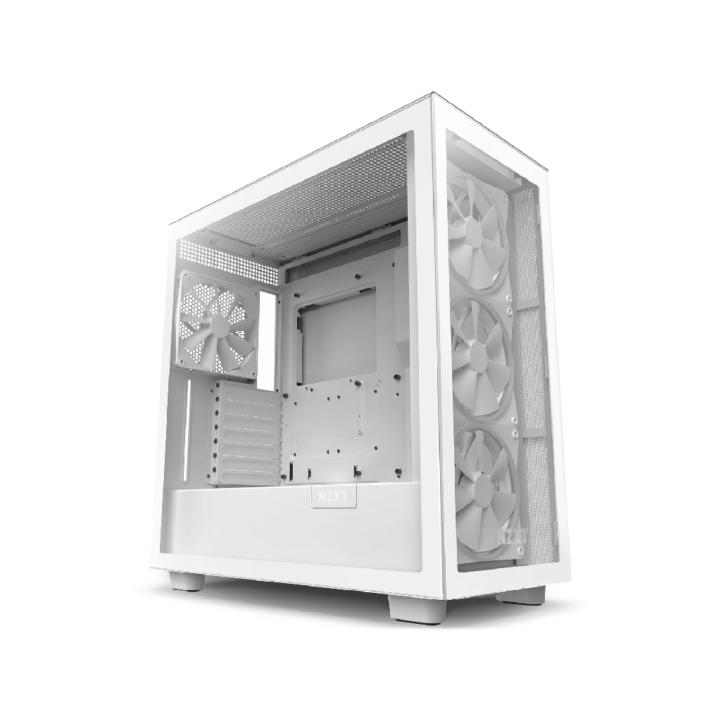 NZXT H7 Elite Premium ATX Mid Tower Two Panel Front & Left Side Tempered Glass Case with 4 RGB Fans - White