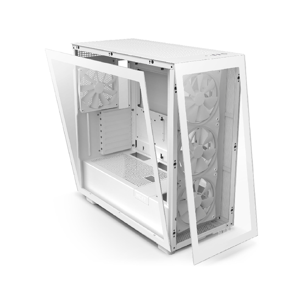 NZXT H7 Elite Premium ATX Mid Tower Two Panel Front & Left Side Tempered Glass Case with 4 RGB Fans - White