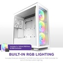 NZXT H7 Elite Premium ATX Mid Tower Two Panel Front & Left Side Tempered Glass Case with 4 RGB Fans - White