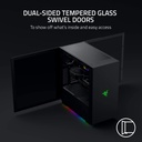 Razer Tomahawk ATX Tempered Glass Double Side Revolving Doors Vented Top Panel RGB Chroma Underground Lighting Gaming Case - Black