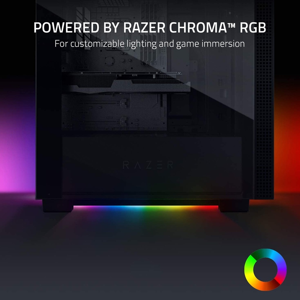 Razer Tomahawk ATX Tempered Glass Double Side Revolving Doors Vented Top Panel RGB Chroma Underground Lighting Gaming Case - Black
