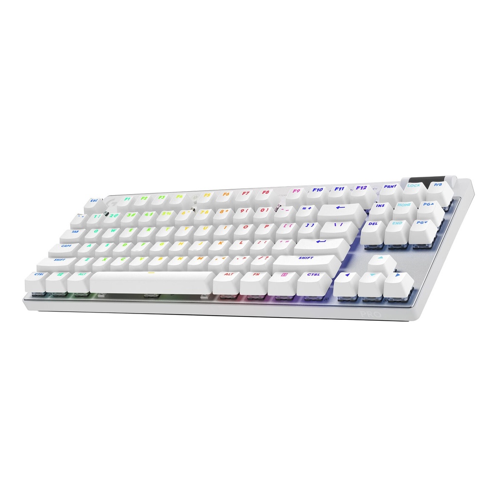 Logitech G PRO X TKL LIGHTSPEED Wireless Gaming Keyboard, Ultra-Portable Tenkeyless Design, Lightsync RGB Backlit, PBT Keycaps, Tactile Switches (GX Brown), BT/USB, US INTL Layout, White | 920-012148
