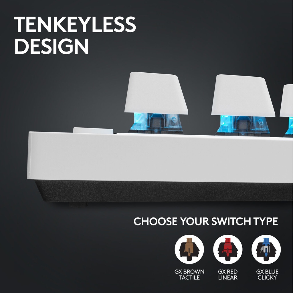 Logitech G PRO X TKL LIGHTSPEED Wireless Gaming Keyboard, Ultra-Portable Tenkeyless Design, Lightsync RGB Backlit, PBT Keycaps, Tactile Switches (GX Brown), BT/USB, US INTL Layout, White | 920-012148