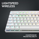 Logitech G PRO X TKL LIGHTSPEED Wireless Gaming Keyboard, Ultra-Portable Tenkeyless Design, Lightsync RGB Backlit, PBT Keycaps, Tactile Switches (GX Brown), BT/USB, US INTL Layout, White | 920-012148