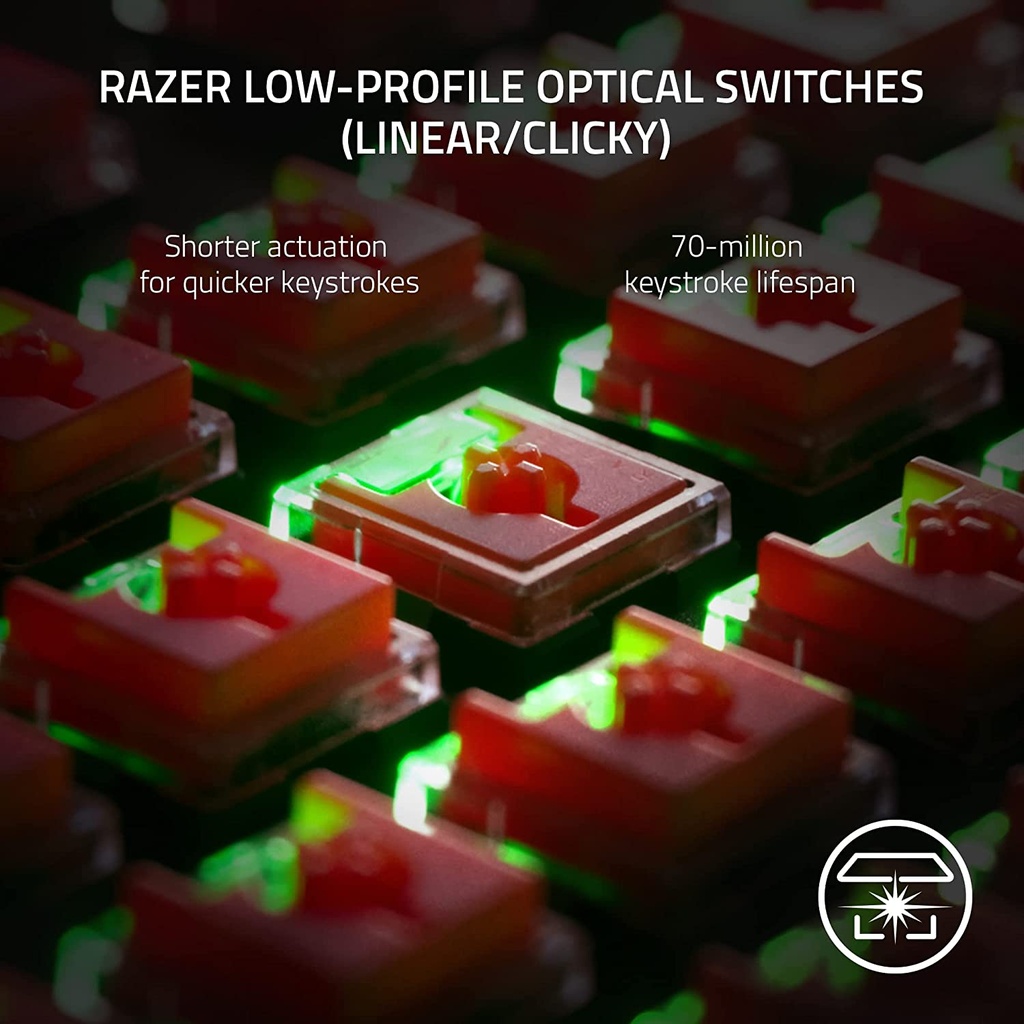 Razer DeathStalker V2 Pro Wireless Low Profile Optical Gaming Keyboard Linear Optical Switch (Red) Ultra-Long 40-Hour Battery Life