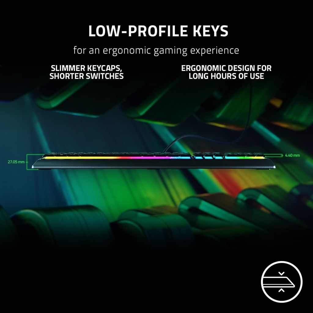 Razer Ornata V3 Gaming Keyboard: Low-Profile Keys, Mecha-Membrane Switches, UV-Coated Keycaps, Backlit Media Keys, 10-Zone RGB Lighting, Spill-Resistant, Magnetic Wrist Wrest - Black