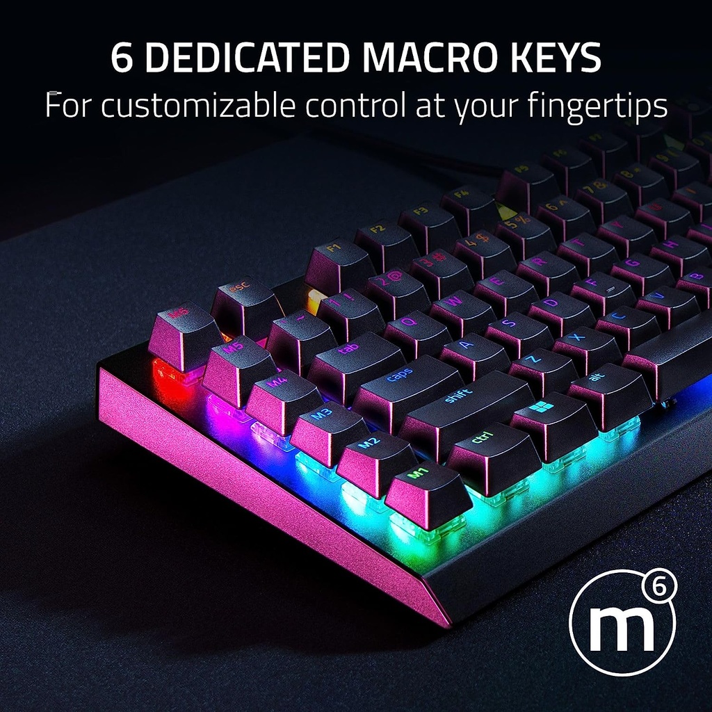 Razer BlackWidow V4 X Mechanical Gaming Keyboard with Razer Chroma RGB: Green Mechanical Switches, 6 Dedicated Macro Keys, Multi-Function Roller, Secondary Media Keys - Arabic Layout - Black