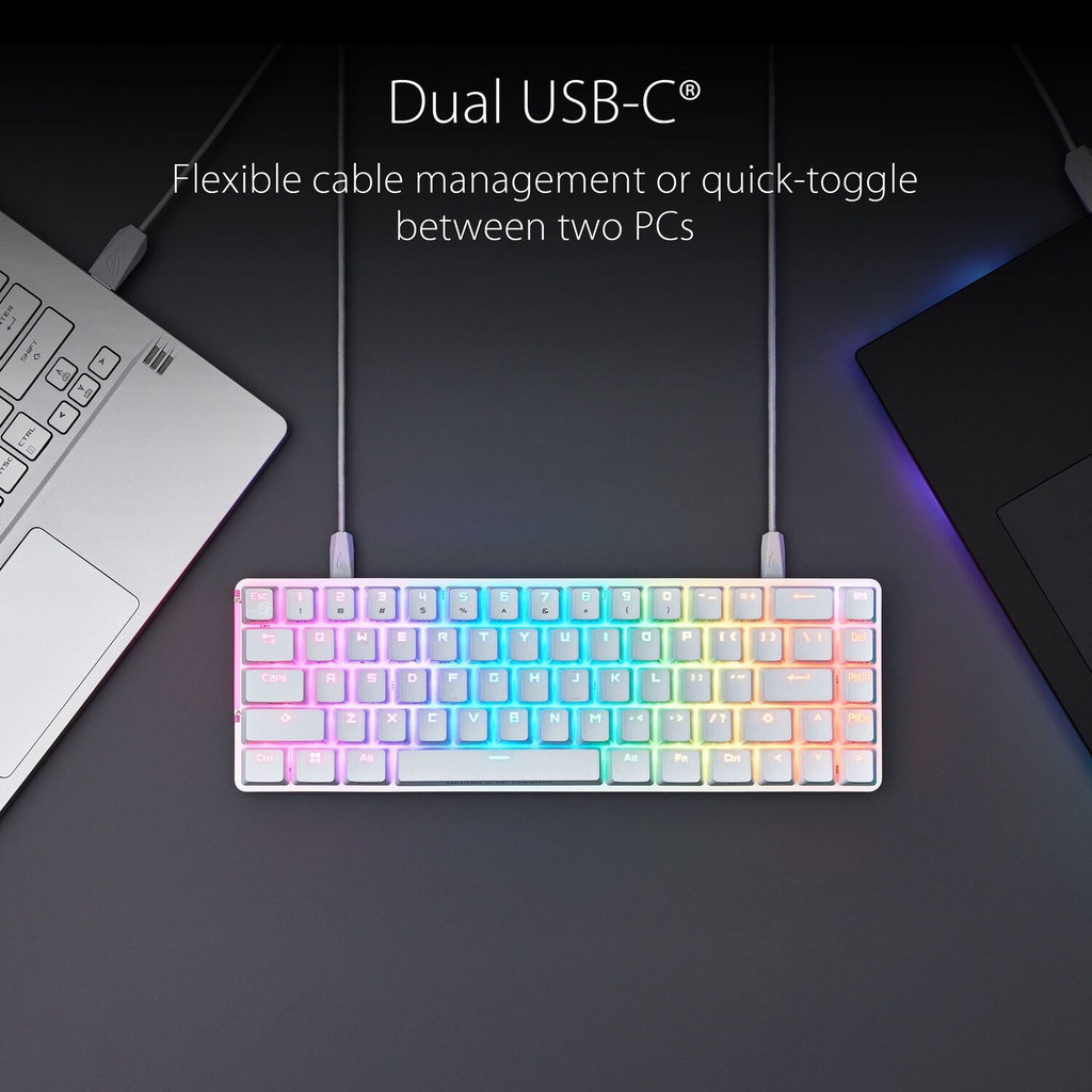 Asus M602 Rog Falchion Ace 65% Wired RGB Mechanical Gaming Keyboard NX Red Switch Linear & Swift (Arabic) - White