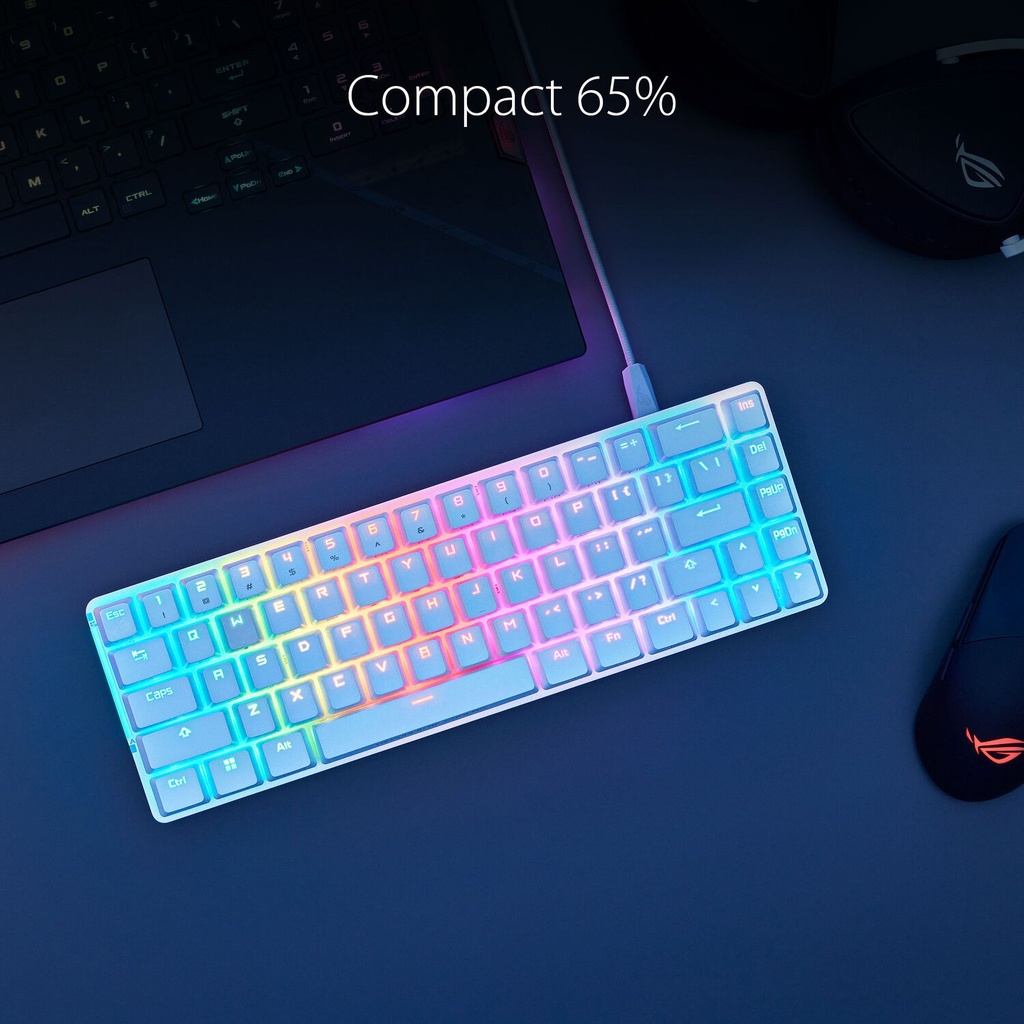 Asus M602 Rog Falchion Ace 65% Wired RGB Mechanical Gaming Keyboard NX Red Switch Linear & Swift (Arabic) - White