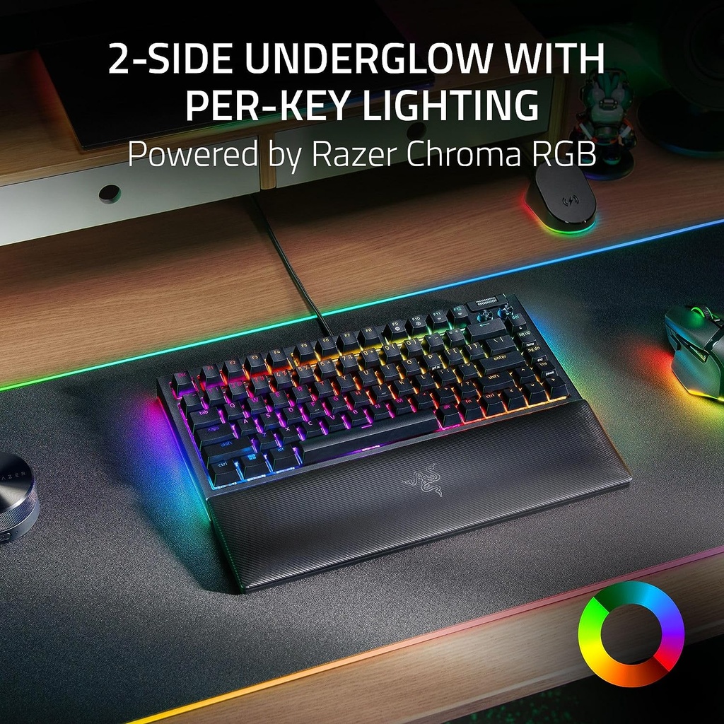 Razer BlackWidow V4 75% Mechanical Gaming Keyboard: Hot-Swappable Design, Compact & Durable, Orange Tactile Switches, Chroma RGB, MF Roller & Media Keys, Comfortable Wrist Rest - Black