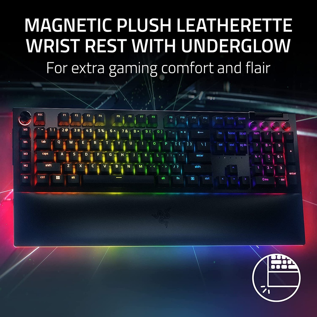 Razer BlackWidow V4 Pro Wired Mechanical Gaming Keyboard: Yellow Mechanical Switches, Linear & Silent, Doubleshot ABS Keycaps, Command Dial, Programmable Macros - Chroma RGB - Black