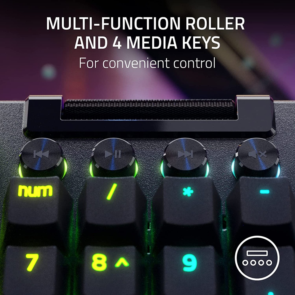 Razer BlackWidow V4 Pro Wired Mechanical Gaming Keyboard: Green Mechanical Switches Tactile & Clicky, Doubleshot ABS Keycaps, Command Dial, Programmable Macros - Chroma RGB - Black