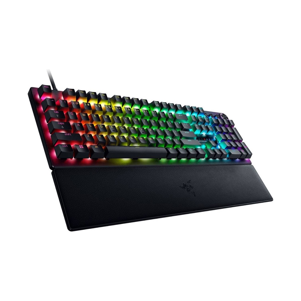 Razer Huntsman V3 Pro Esports Gaming Keyboard: Analog Optical Switches, Rapid Trigger & Adjustable Actuation, Media Keys & Dial, Doubleshot PBT Keycaps, Wrist Rest - Black
