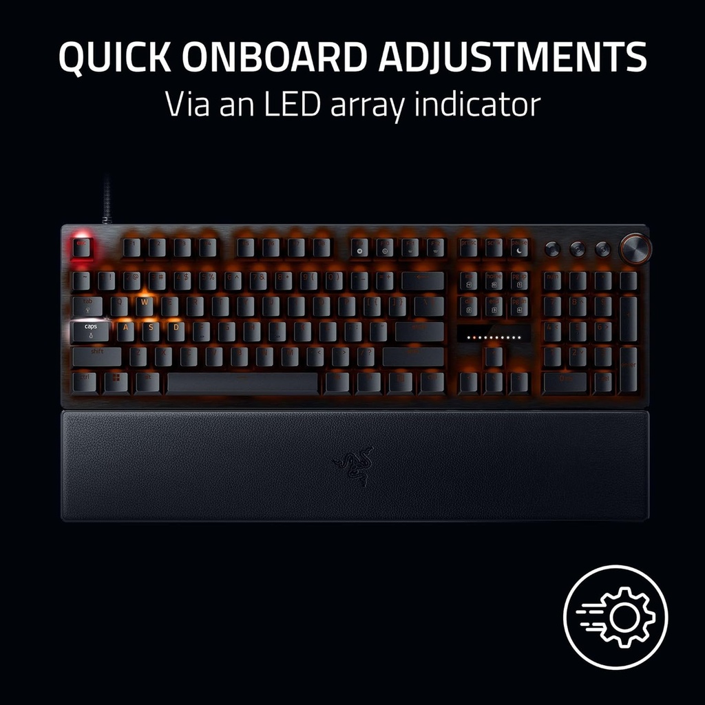 Razer Huntsman V3 Pro Esports Gaming Keyboard: Analog Optical Switches, Rapid Trigger & Adjustable Actuation, Media Keys & Dial, Doubleshot PBT Keycaps, Wrist Rest - Black