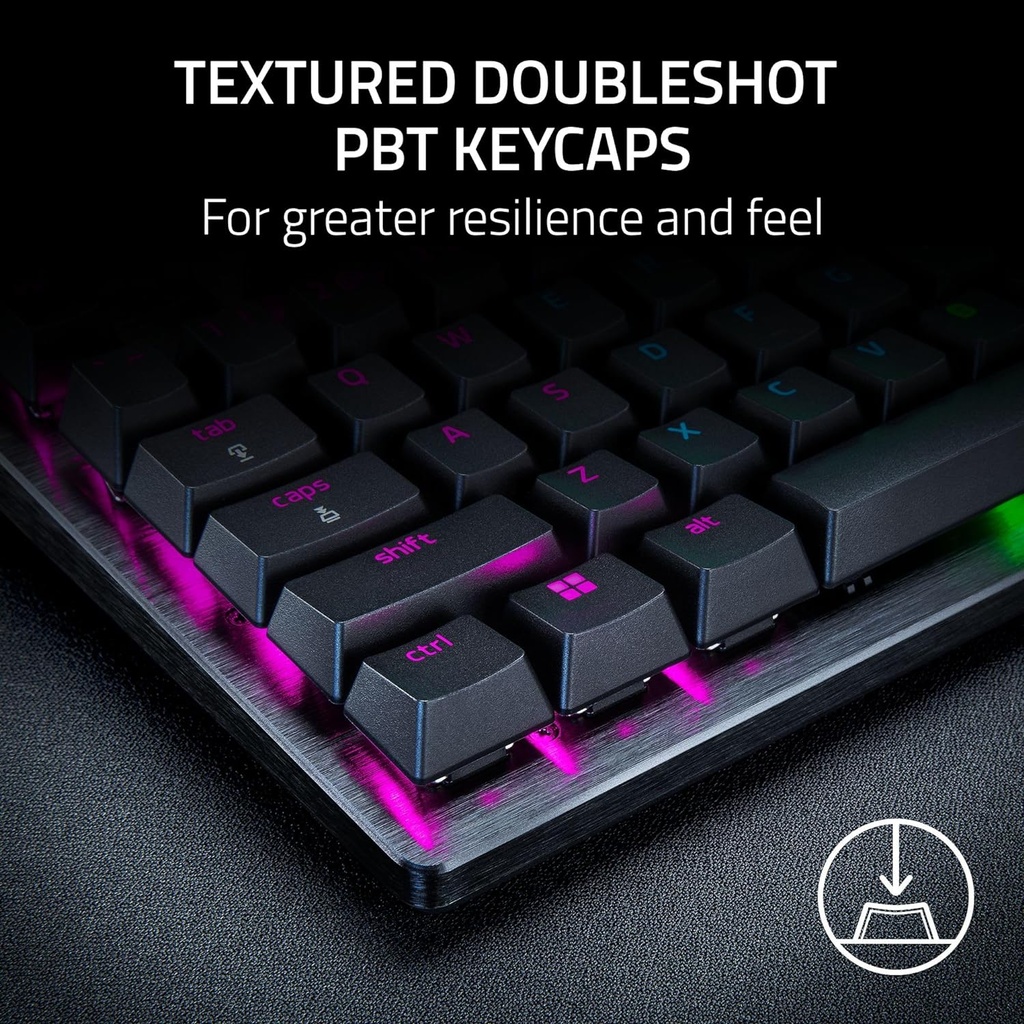 Razer Huntsman V3 Pro Esports Gaming Keyboard: Analog Optical Switches, Rapid Trigger & Adjustable Actuation, Media Keys & Dial, Doubleshot PBT Keycaps, Wrist Rest - Black