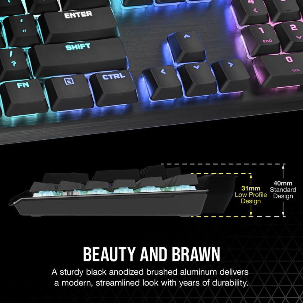 Corsair K60 RGB Pro Low Profile Mechanical Gaming Keyboard Cherry MX Low Profile Speed Keys Switches