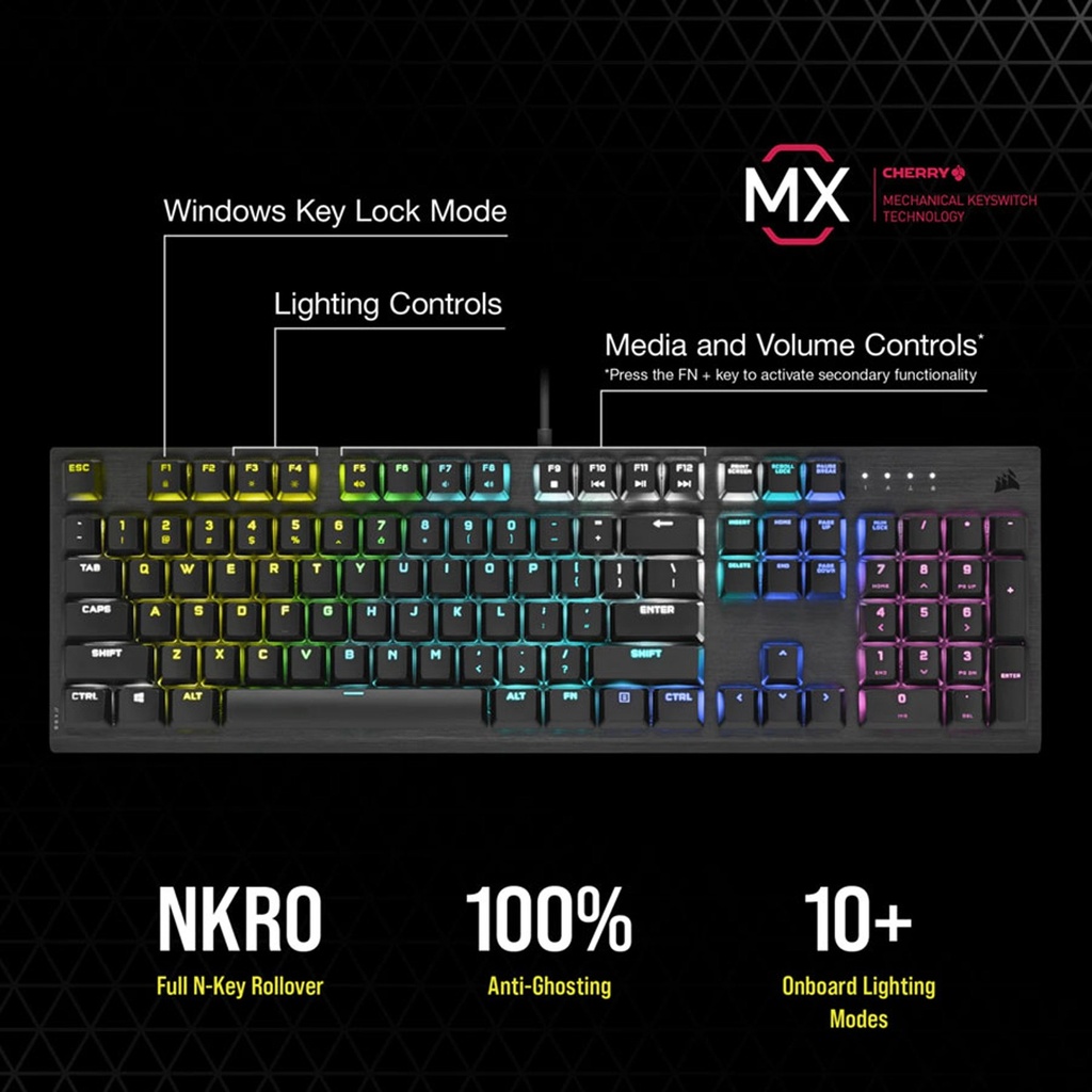 Corsair K60 RGB Pro Low Profile Mechanical Gaming Keyboard Cherry MX Low Profile Speed Keys Switches