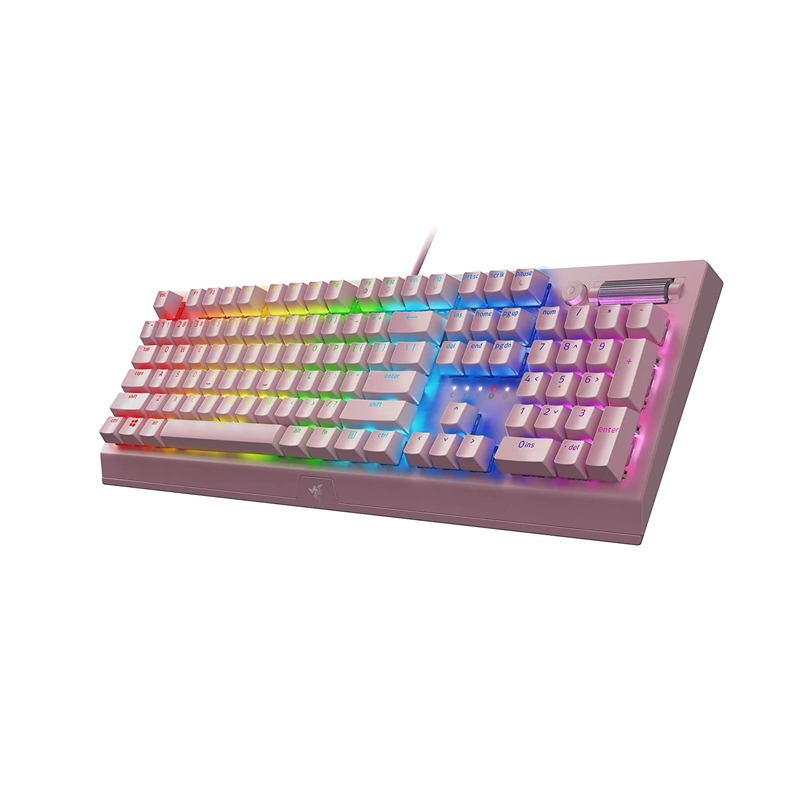 Razer BlackWidow V3 Mechanical Gaming Keyboard: Green Mechanical Switches, Tactile & Clicky, Chroma RGB Lighting, Compact Form Factor, Programmable Macro Functionality - Quartz