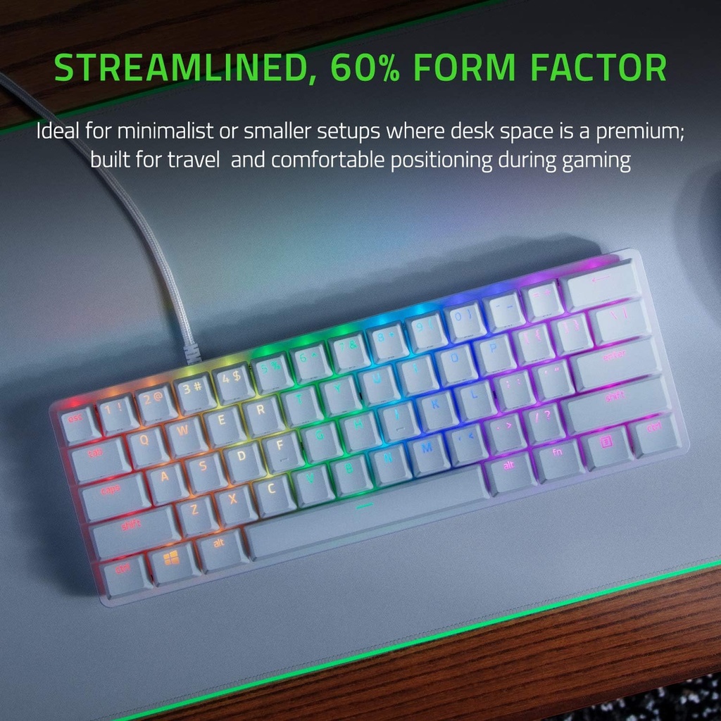Razer Huntsman Mini Mercury Edition 60% Gaming Keyboard Linear Optical Red Switches & PBT Keycaps